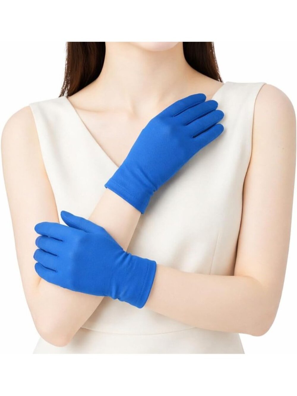 Women's Blue Opera Flapper 9 Inch's 23 Cm Slim Halloween Protection Gloves,